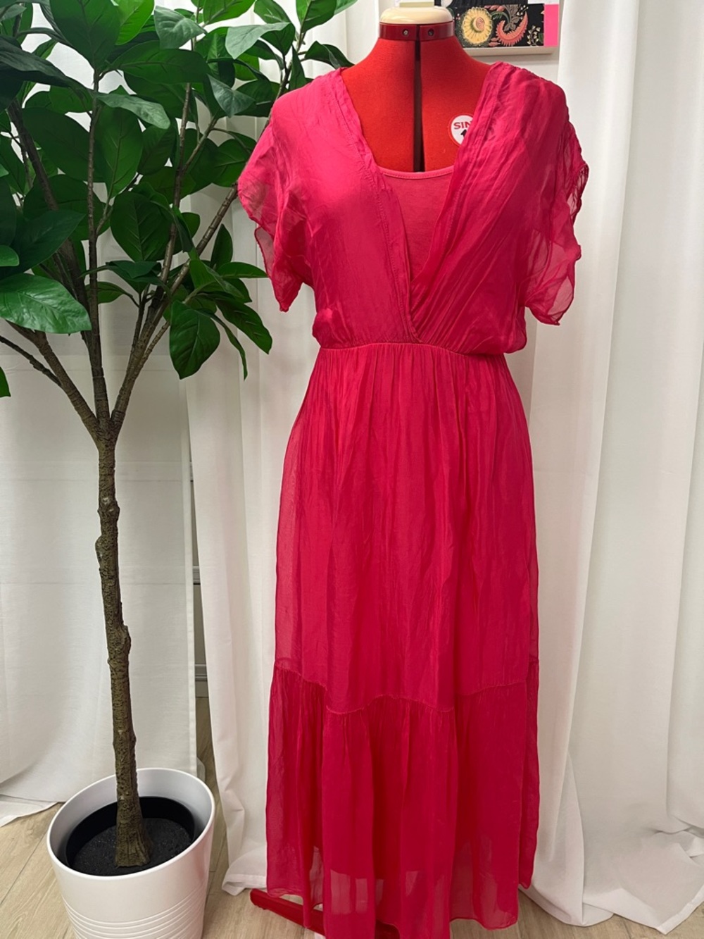 Silk Women's Fuchsia Maxi Dress